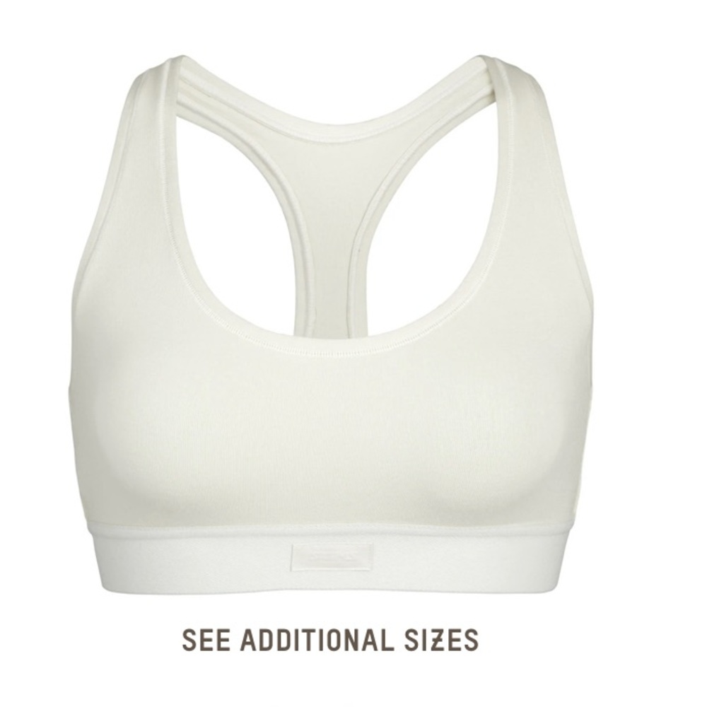 Skims Bone Cotton Jersey Racerback Bra
